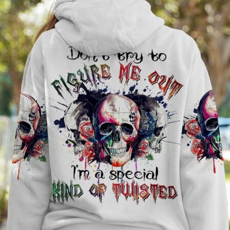 DON'T TRY TO FIGURE ME OUT WATERCOLOR SKULL ALL OVER PRINT - TLTR2412221