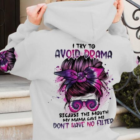 I TRY TO AVOID DRAMA MESSY BUN ALL OVER PRINT - TLNO0401232