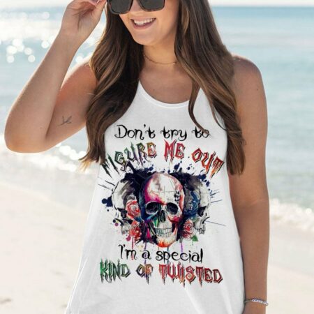 DON'T TRY TO FIGURE ME OUT WATERCOLOR SKULL ALL OVER PRINT - TLTR2412221
