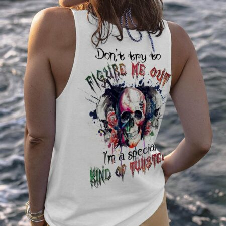 DON'T TRY TO FIGURE ME OUT WATERCOLOR SKULL ALL OVER PRINT - TLTR2412221
