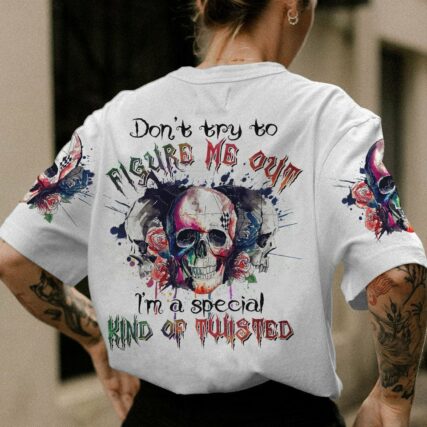 DON'T TRY TO FIGURE ME OUT WATERCOLOR SKULL ALL OVER PRINT - TLTR2412221