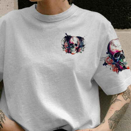 DON'T TRY TO FIGURE ME OUT WATERCOLOR SKULL ALL OVER PRINT - TLTR2412221