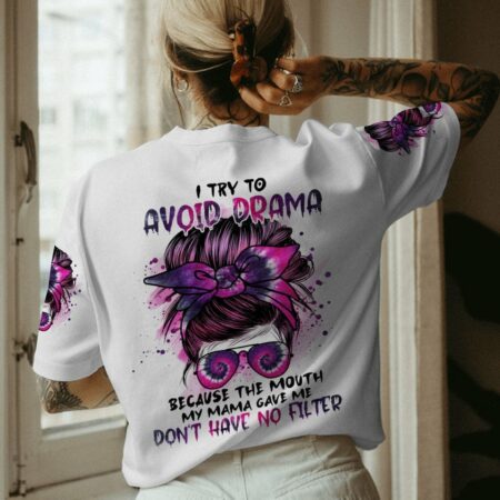 I TRY TO AVOID DRAMA MESSY BUN ALL OVER PRINT - TLNO0401232