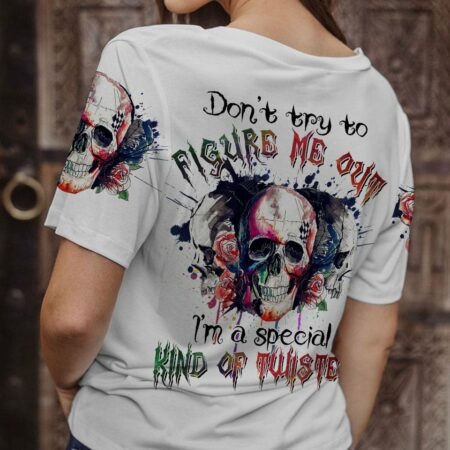 DON'T TRY TO FIGURE ME OUT WATERCOLOR SKULL ALL OVER PRINT - TLTR2412221