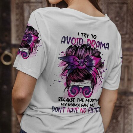 I TRY TO AVOID DRAMA MESSY BUN ALL OVER PRINT - TLNO0401232