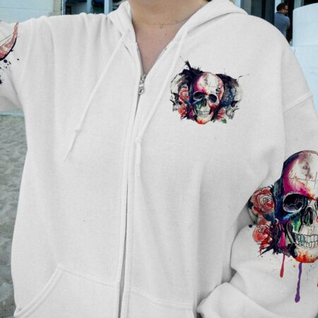 DON'T TRY TO FIGURE ME OUT WATERCOLOR SKULL ALL OVER PRINT - TLTR2412221