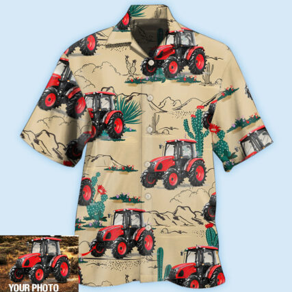 Tractor On The Desert Basic Style Custom Photo - Hawaiian Shirt - Owl Ohh - Owl Ohh