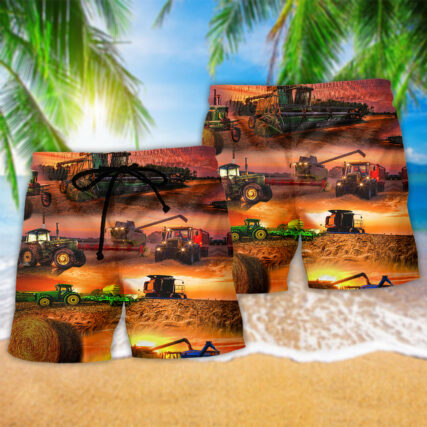 Tractor Farm The Harvest Is Great And Plentiful - Beach Short - Owl Ohh - Owl Ohh