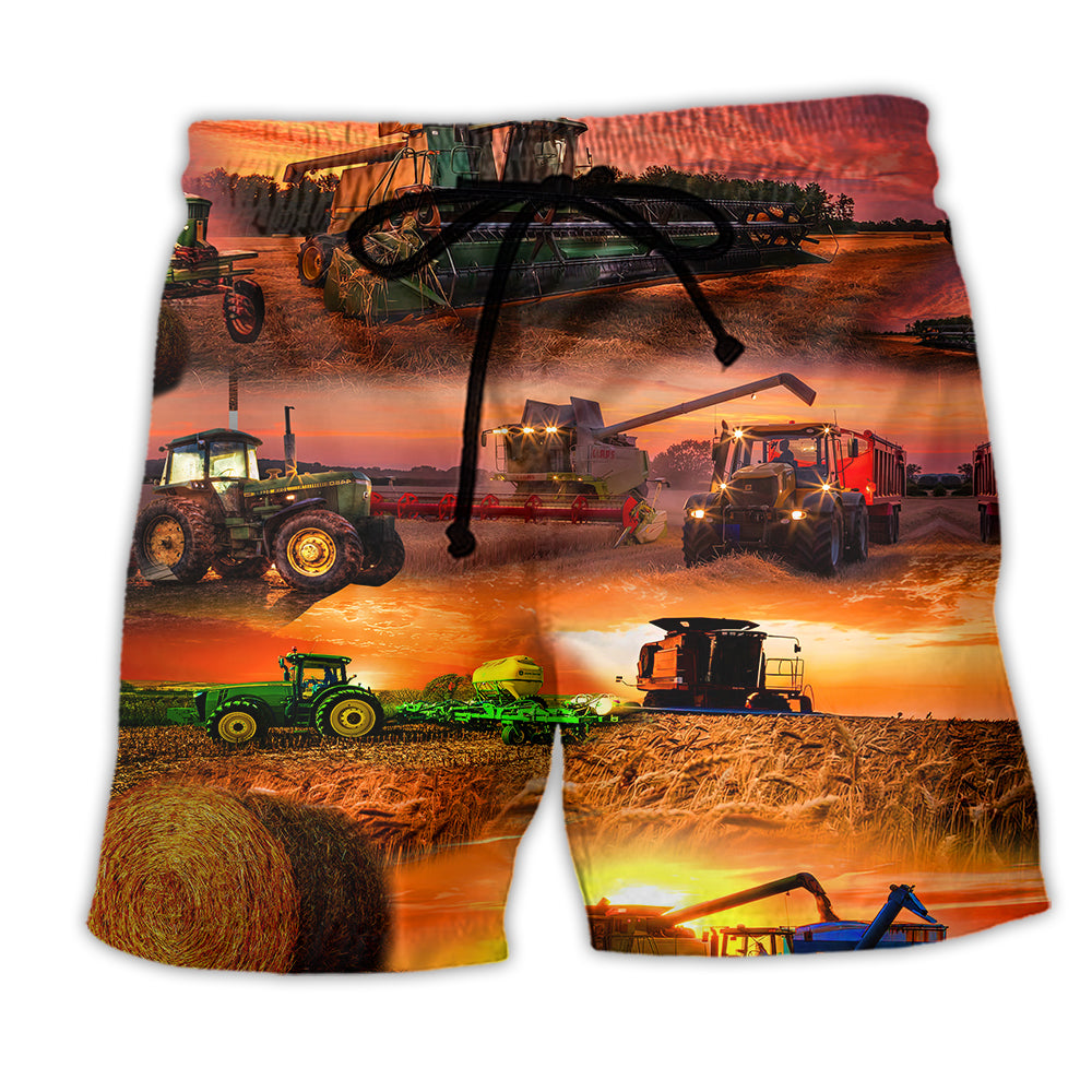 Tractor Farm The Harvest Is Great And Plentiful - Beach Short - Owl Ohh - Owl Ohh