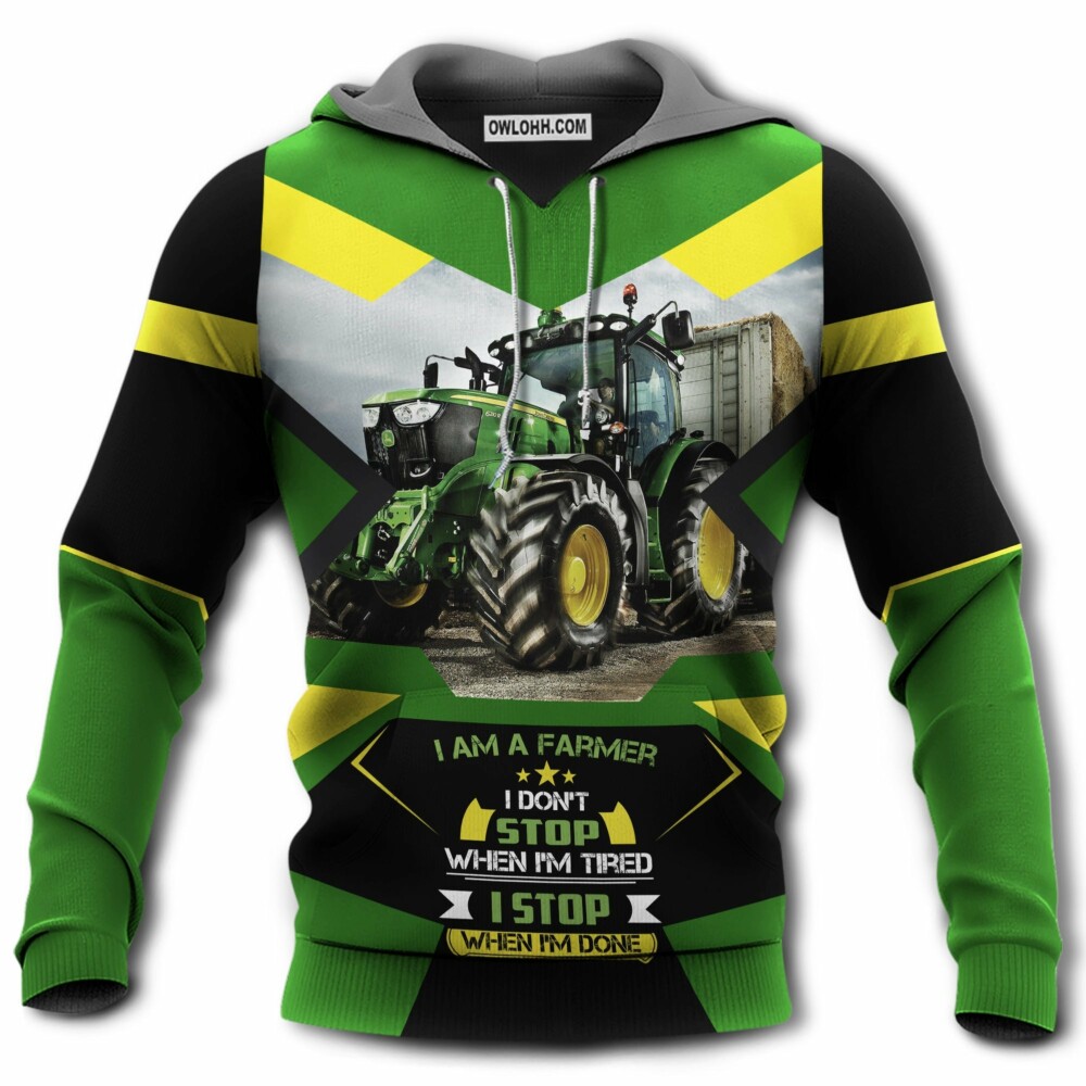 Tractor Farmer Stop When I'm Done - Hoodie - Owl Ohh - Owl Ohh
