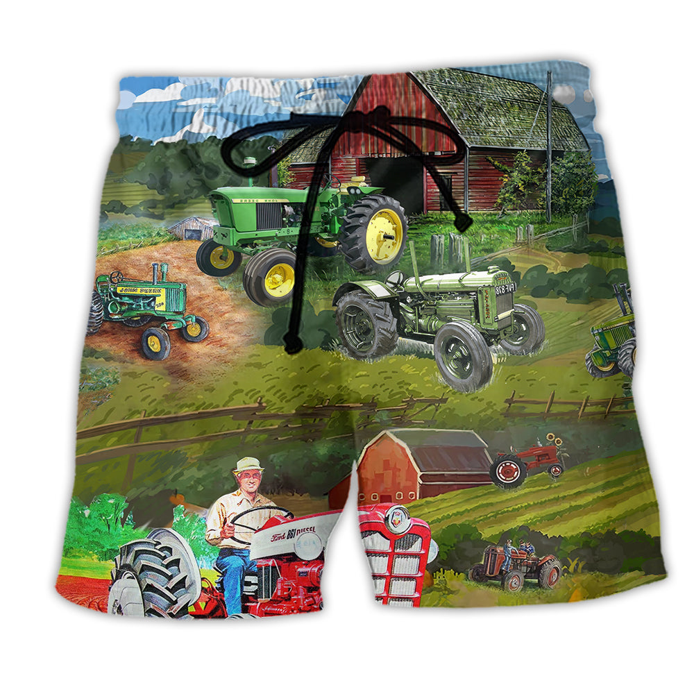 Tractor Keep Calm And Drive A Tractor Farm - Beach Short - Owl Ohh - Owl Ohh