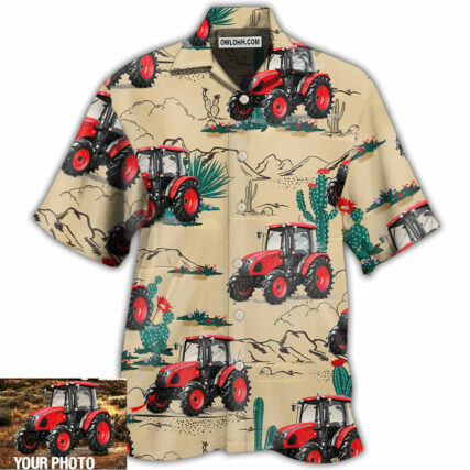 Tractor On The Desert Basic Style Custom Photo - Hawaiian Shirt - Owl Ohh - Owl Ohh