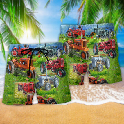 Tractor Real Men Drive Tractors - Beach Short - Owl Ohh - Owl Ohh