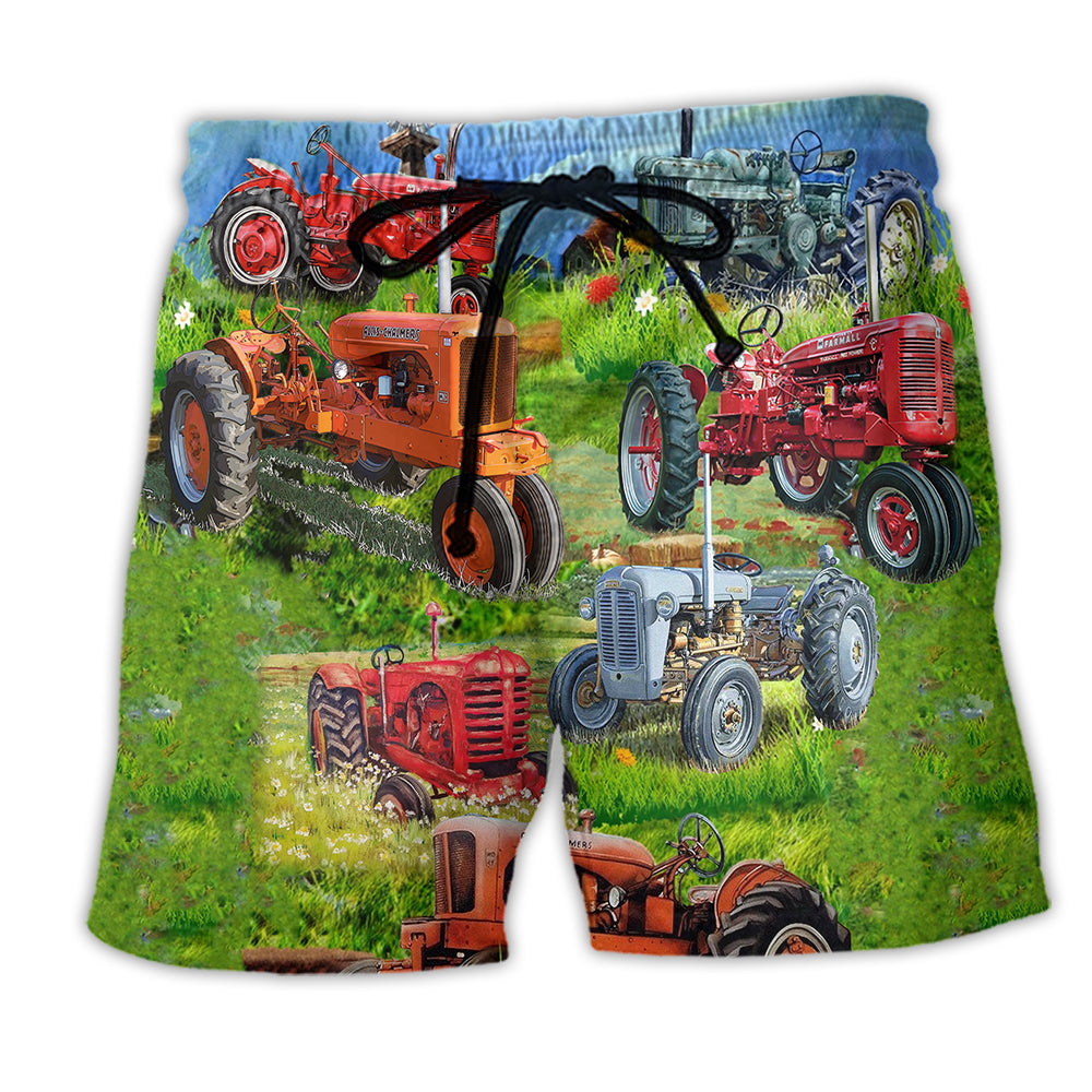 Tractor Real Men Drive Tractors - Beach Short - Owl Ohh - Owl Ohh