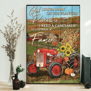 Tractor Red Tractor God Made A Farmer - Vertical Poster - Owl Ohh - Owl Ohh