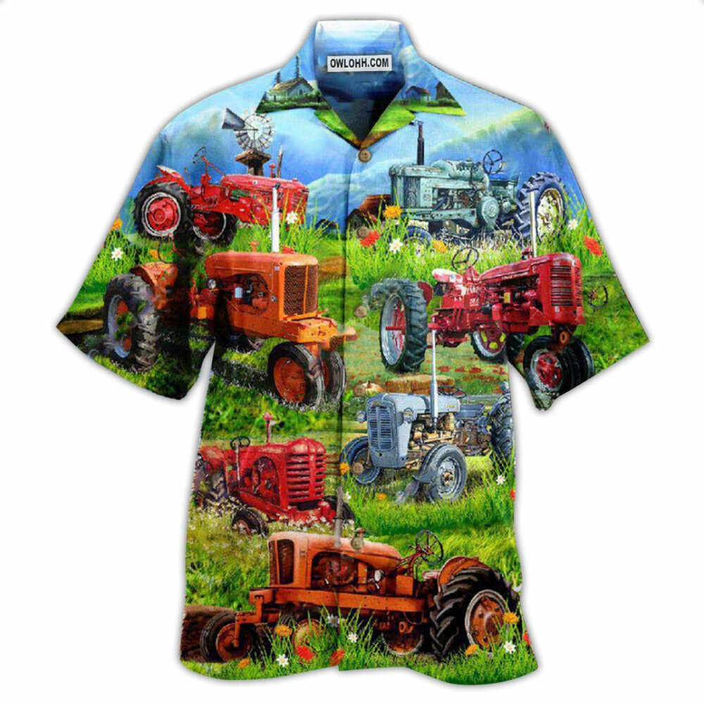 Tractor Real Men Drive Tractors - Hawaiian Shirt - Owl Ohh - Owl Ohh