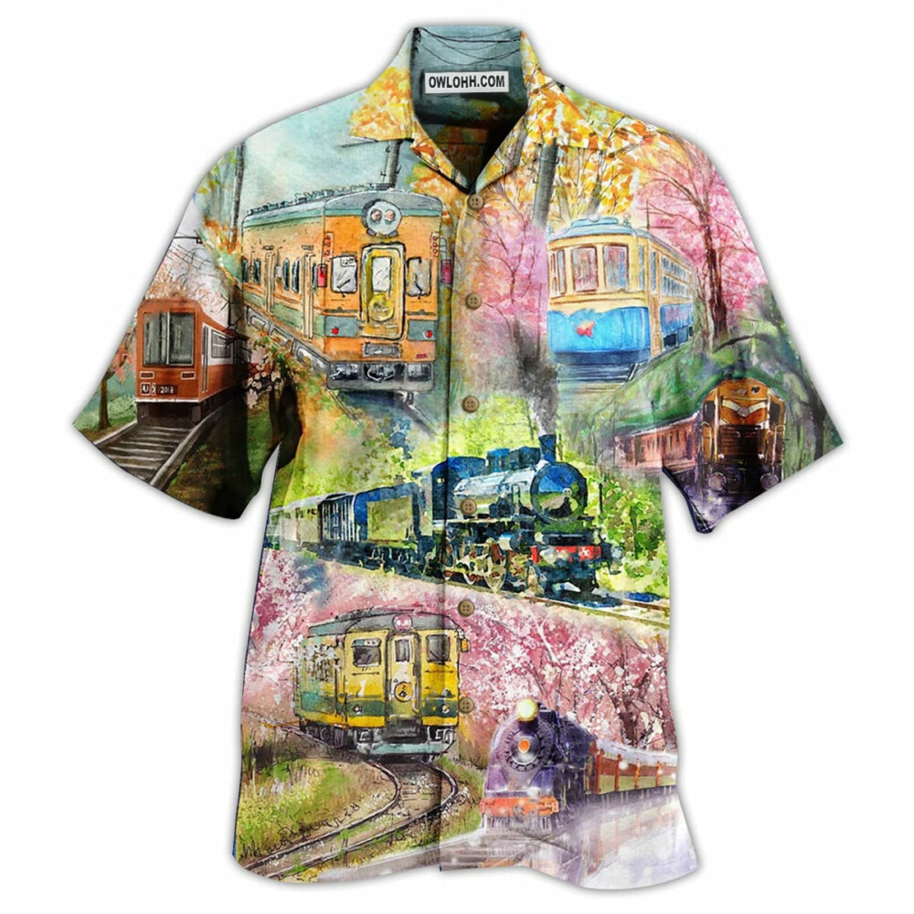 Train Love Flowers - Hawaiian Shirt - Owl Ohh - Owl Ohh
