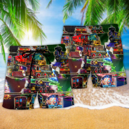 Train Merry Christmas Warmth Night - Beach Short-Owl Ohh