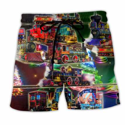 Train Merry Christmas Warmth Night - Beach Short-Owl Ohh