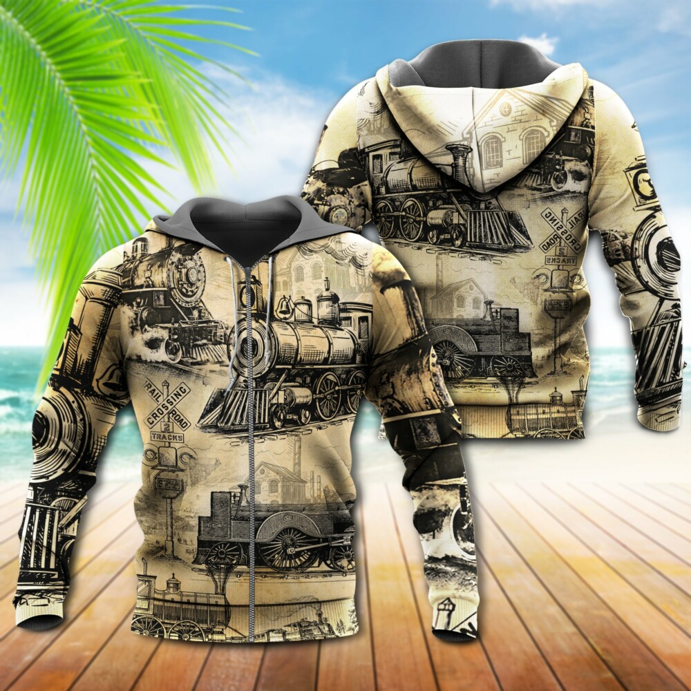 Train On The Railway Love Life Vintage - Hoodie - Owl Ohh - Owl Ohh