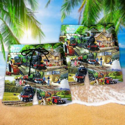 Train Track Full Of Possibilities Beautiful Landscape - Beach Short - Owl Ohh - Owl Ohh