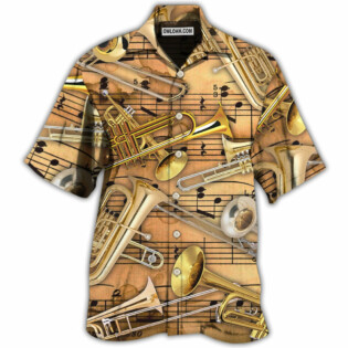 Trombone Music Notes Style - Hawaiian Shirt - Owl Ohh - Owl Ohh