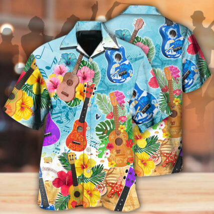 Guitar Tropical Hawaii Ukulele - Hawaiian Shirt - Owl Ohh - Owl Ohh