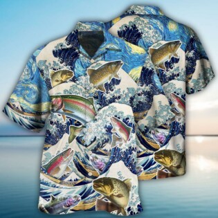 Fishing Trout Fishing Big Waves Style - Hawaiian Shirt - Owl Ohh - Owl Ohh