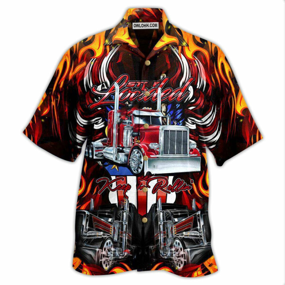 Truck Keep On Rolling Truckers In Fire - Hawaiian Shirt - Owl Ohh - Owl Ohh