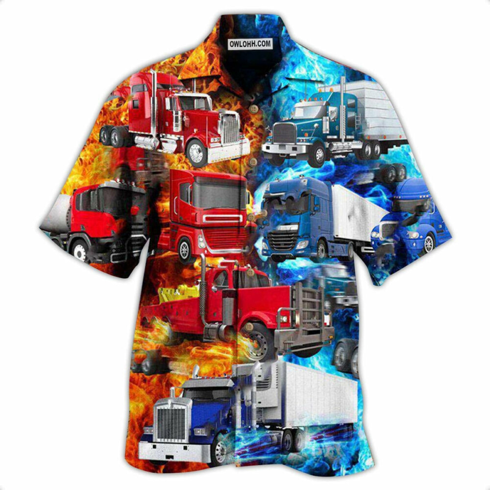 Truck Keep On Trucking Driver Cool and Hot - Hawaiian Shirt - Owl Ohh - Owl Ohh