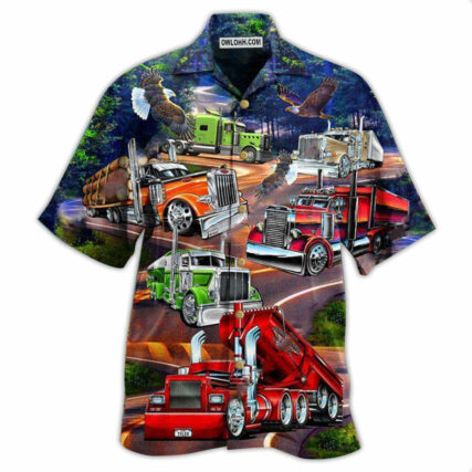 Truck Proud American Trucker With Eagle - Hawaiian Shirt - Owl Ohh - Owl Ohh