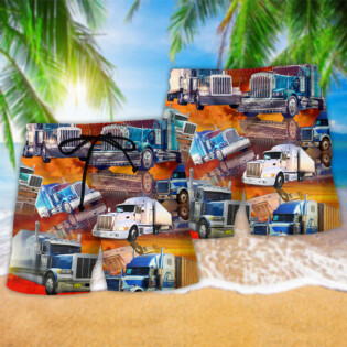 Truck Real Men Drive Big Trucks - Beach Short - Owl Ohh - Owl Ohh