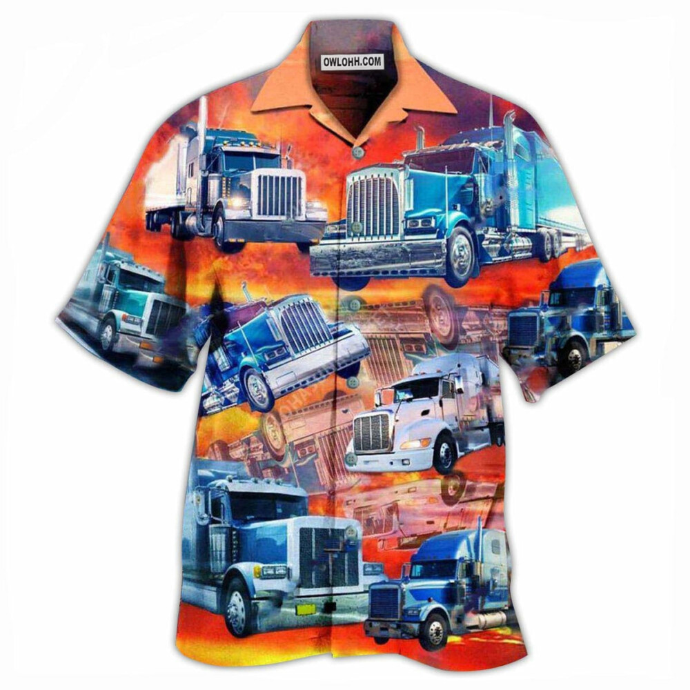 Truck Real Men Drive Big Trucks In The Sunset - Hawaiian Shirt - Owl Ohh - Owl Ohh