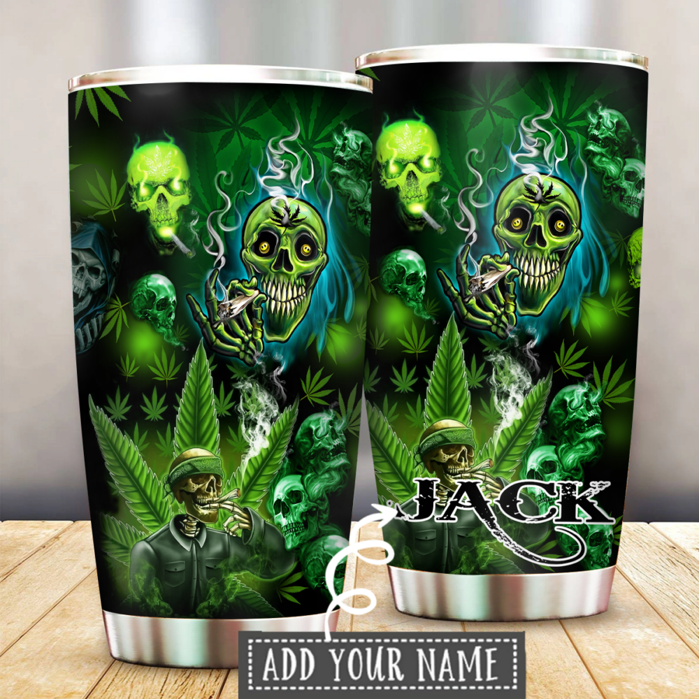 Skull So High Green Style Personalized - Tumbler - Owl Ohh - Owl Ohh