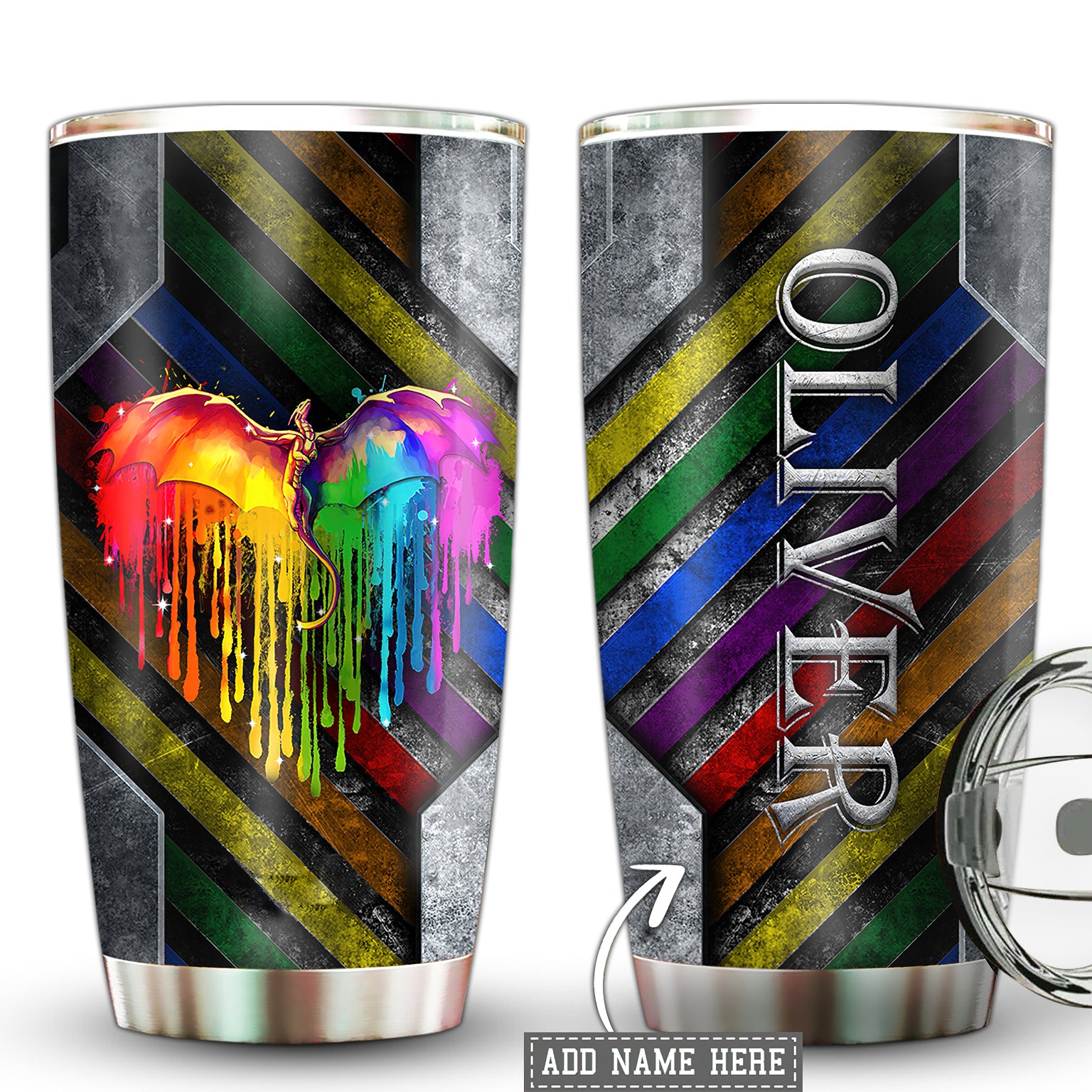 LGBT Dragon Colorful Love Personalized - Tumbler - Owl Ohh - Owl Ohh