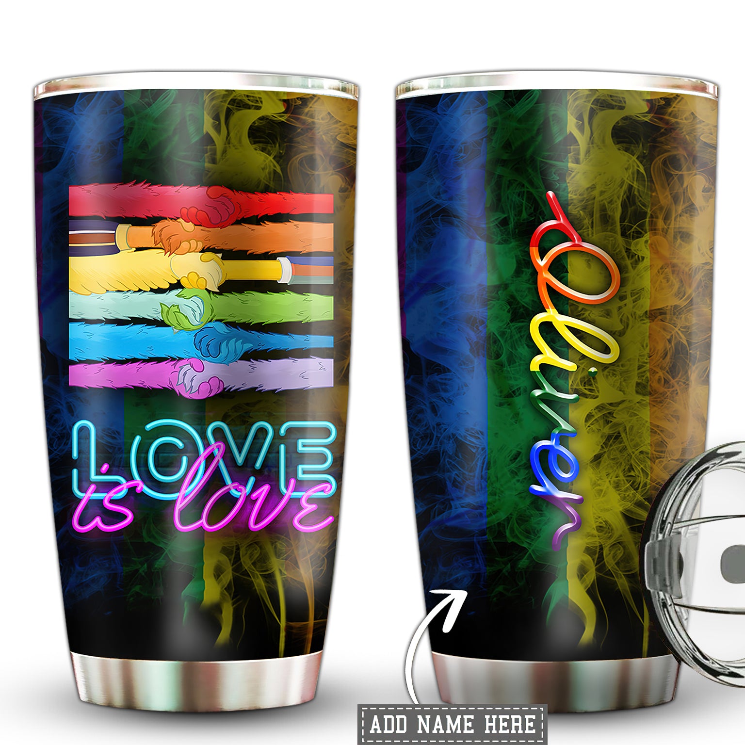 Lgbt Love Is Love Colorful Personalized - Tumbler - Owl Ohh - Owl Ohh