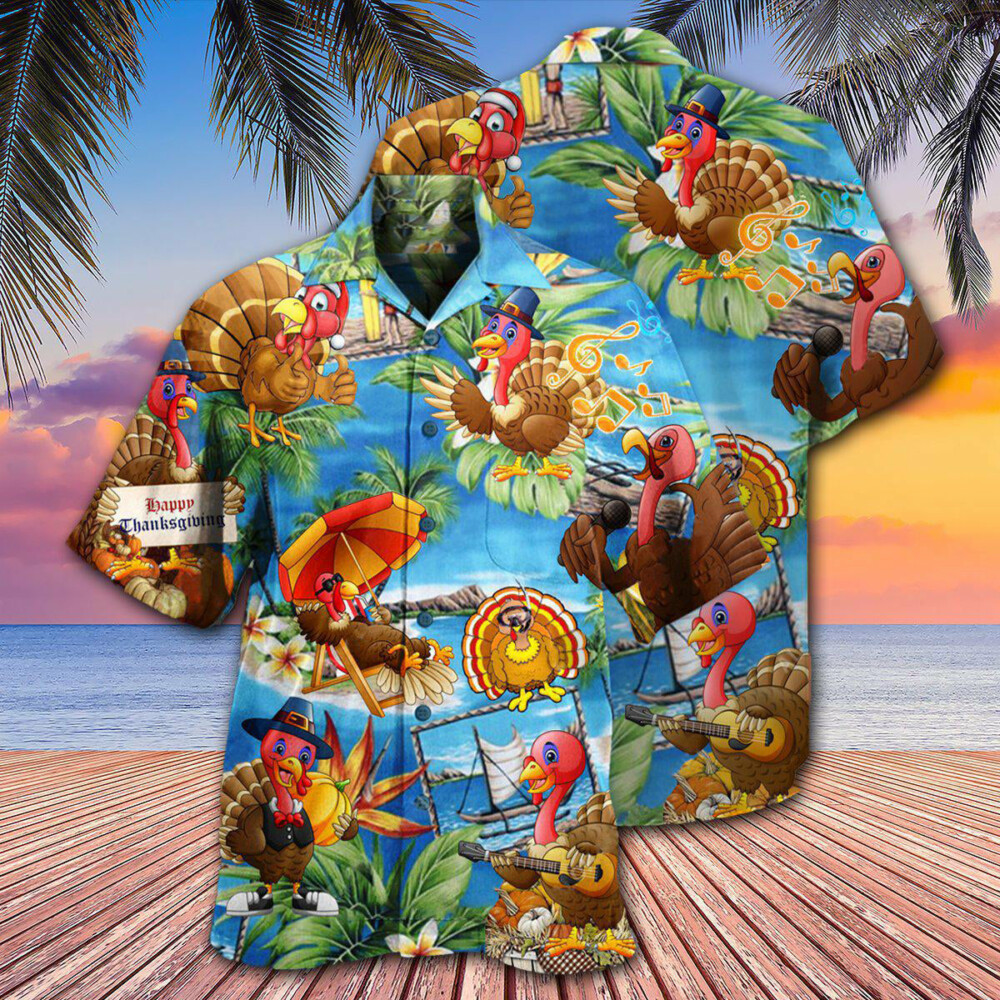 Turkey Happy Thanksgiving - Hawaiian Shirt - Owl Ohh - Owl Ohh