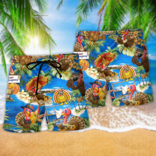 Turkey So Happy Thanksgiving - Beach Short - Owl Ohh - Owl Ohh