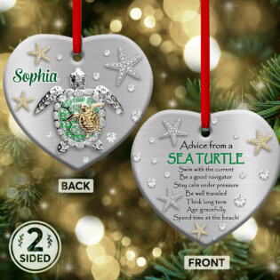 Turtle Advice From A Sea Turtle Style Personalized - Heart Ornament - Owl Ohh - Owl Ohh
