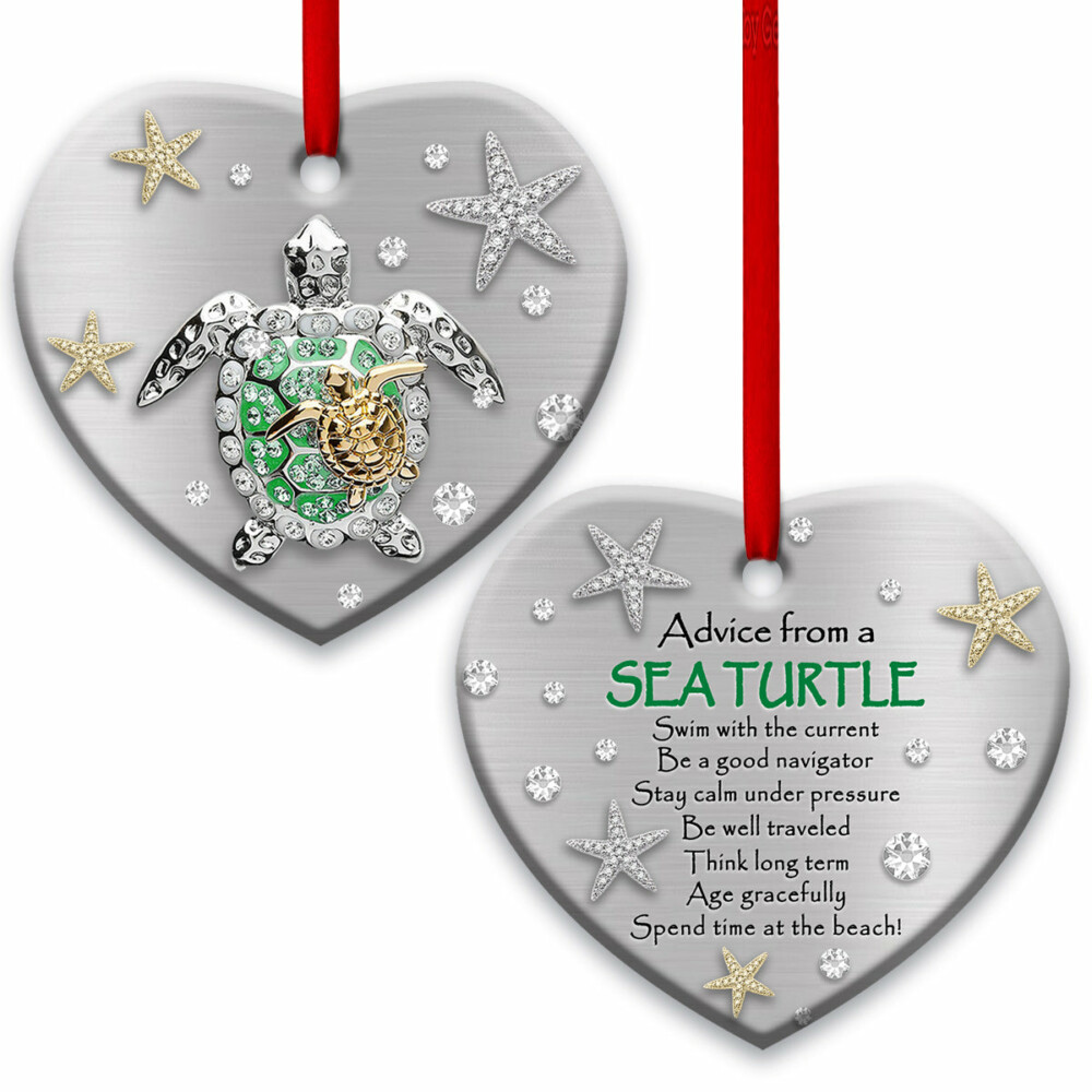 Turtle Advice From A Sea Turtle Style Personalized - Heart Ornament - Owl Ohh - Owl Ohh