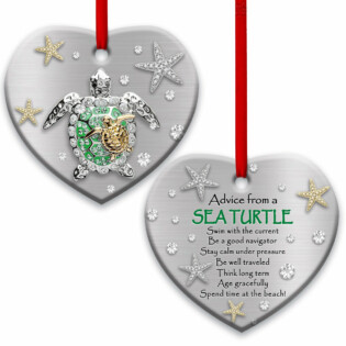 Turtle Advice From A Sea Turtle Style Personalized - Heart Ornament - Owl Ohh - Owl Ohh