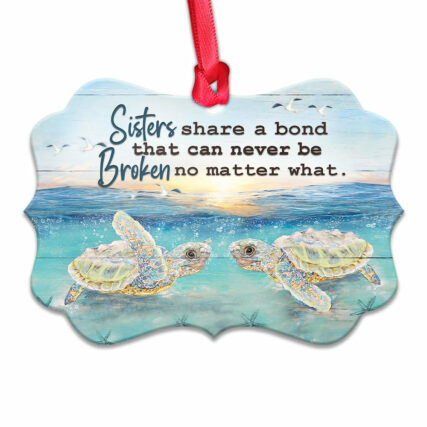 Turtle Sisters Share A Bond - Horizontal Ornament - Owl Ohh - Owl Ohh