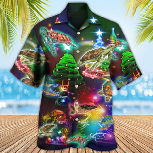 Turtle Neon Light Merry Christmas Lovely - Hawaiian Shirt - Owl Ohh - Owl Ohh