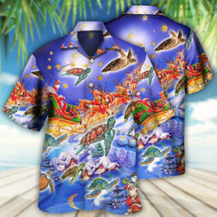 Turtle Neon Light Merry Christmas Happiness - Hawaiian Shirt - Owl Ohh - Owl Ohh