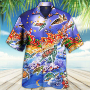 Turtle Neon Light Merry Christmas Happiness - Hawaiian Shirt - Owl Ohh - Owl Ohh