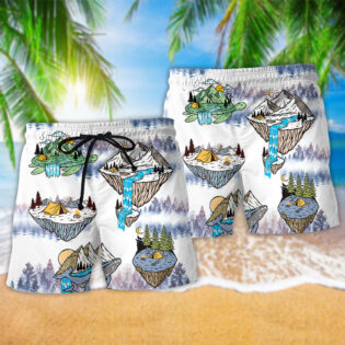 Turtle And Shark Camping Cute Style - Beach Short - Owl Ohh - Owl Ohh