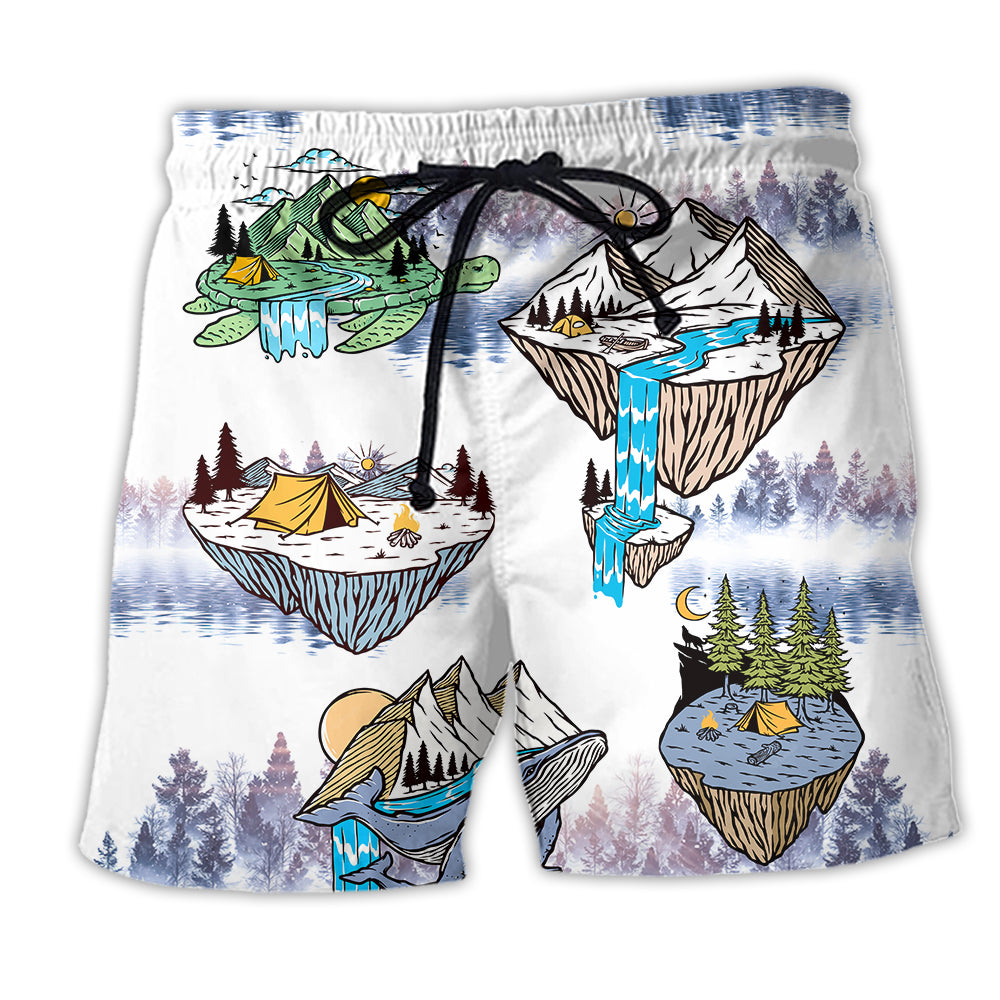 Turtle And Shark Camping Cute Style - Beach Short - Owl Ohh - Owl Ohh