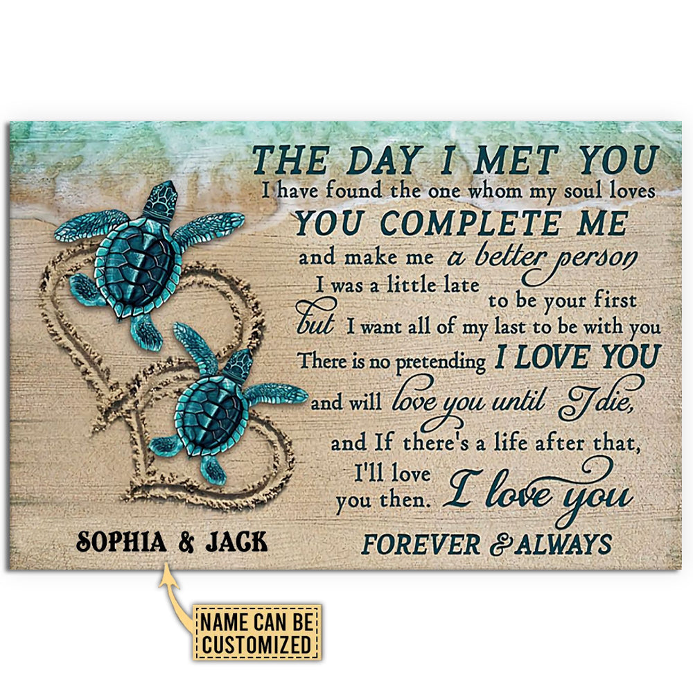 Turtle Couple Love Personalized - Horizontal Poster - Owl Ohh - Owl Ohh