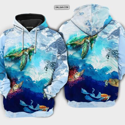 Turtle Go With The Flow Turtles - Hoodie - HOOD04NVC130921