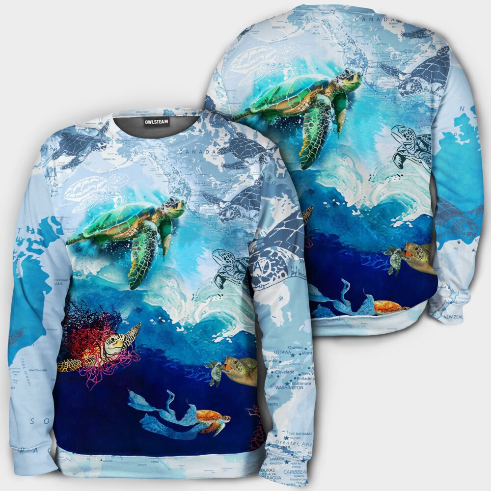 Turtle Go With The Flow Turtles - Hoodie - HOOD04NVC130921